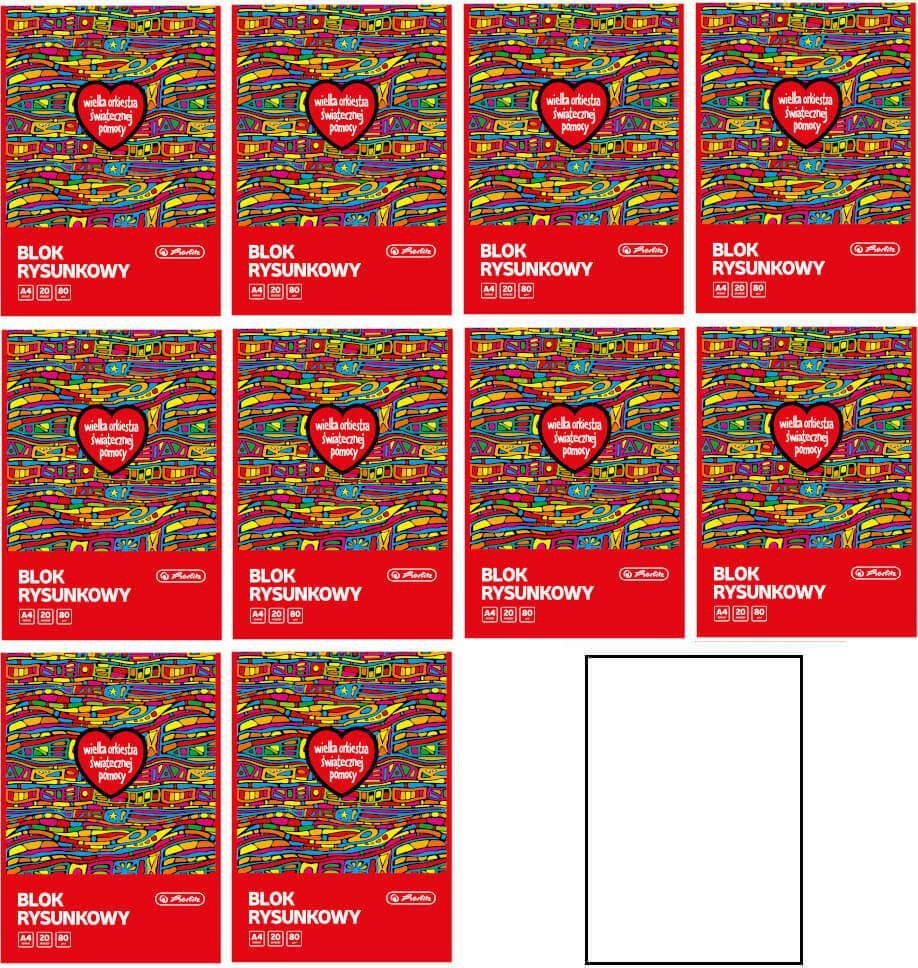 Herlitz Blok rysunkowy A4 WOŚP 20 kar 80g/m2 HERLITZ 10szt