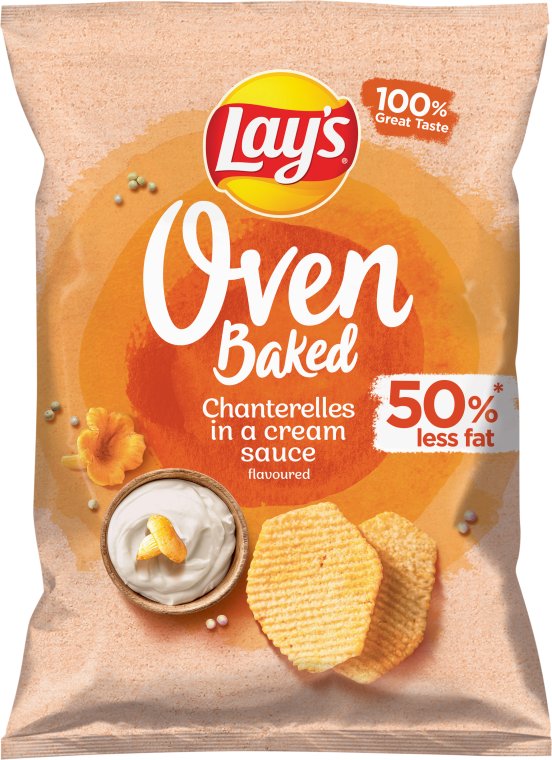 Lay's Oven Baked Pieczone formowane chipsy ziemniaczane o smaku kurek w śmietanowym sosie 110 g