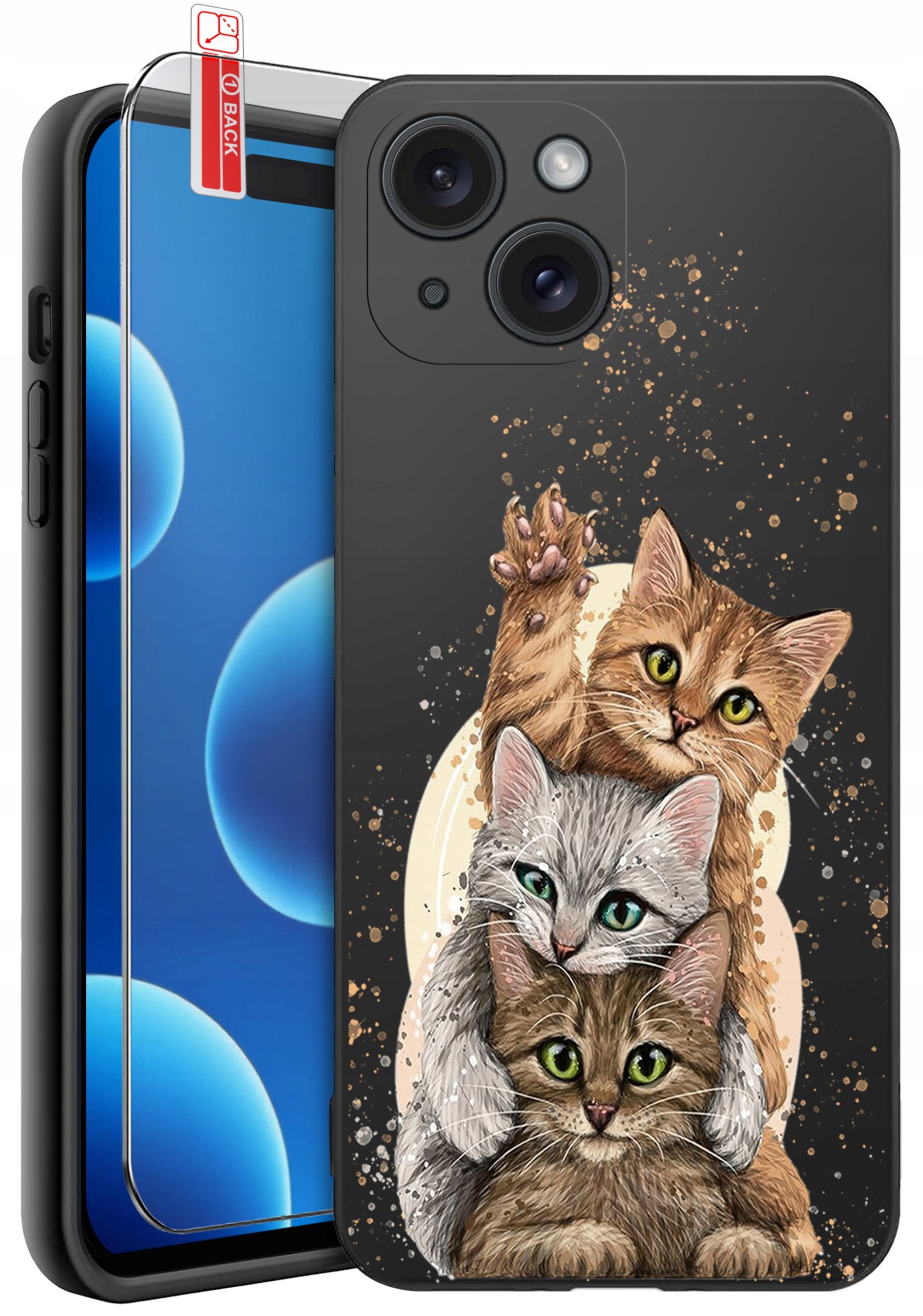 ETUI do iPhone 15 | WZORY | SILIKONOWE MATT CASE + SZKŁO 9H