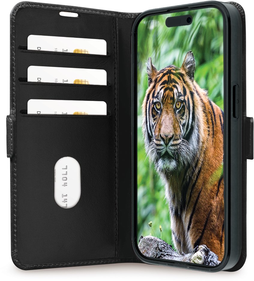 dbramante dbramante1928 Copenhagen - Flip-Okładka na telefon - skóra z fakturą - czarny - fur Apple iPhone 15