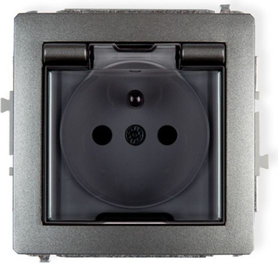 Karlik Gniazdko podtynkowe bryzgoszczelne 2P+Z grafitowe (1612331)