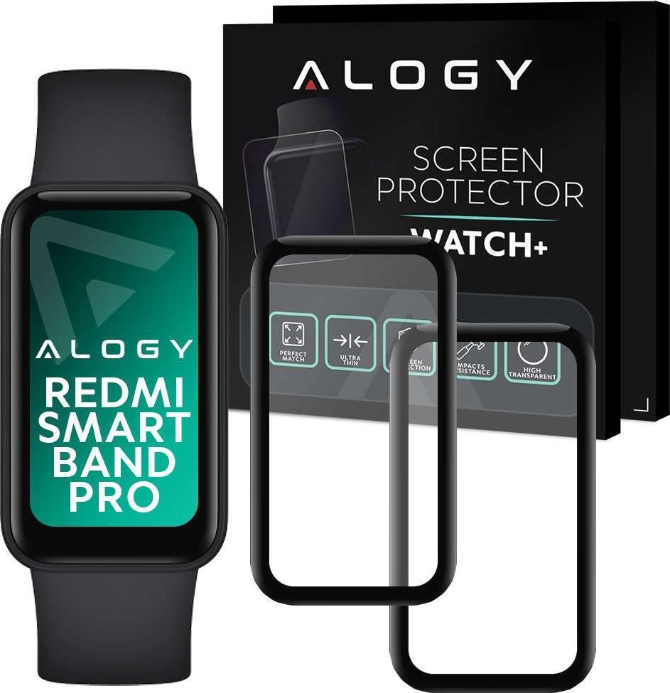 Alogy Alogy 2x Szkło na smartwatch elastyczne 3D do Xiaomi Redmi Smart Band Pro Black uniwersalny