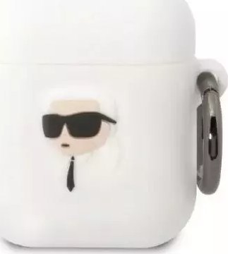 Karl Lagerfeld Etui ochronne na słuchawki Karl Lagerfeld do AirPods 1/2 cover biały/white Silicone Karl Head 3D