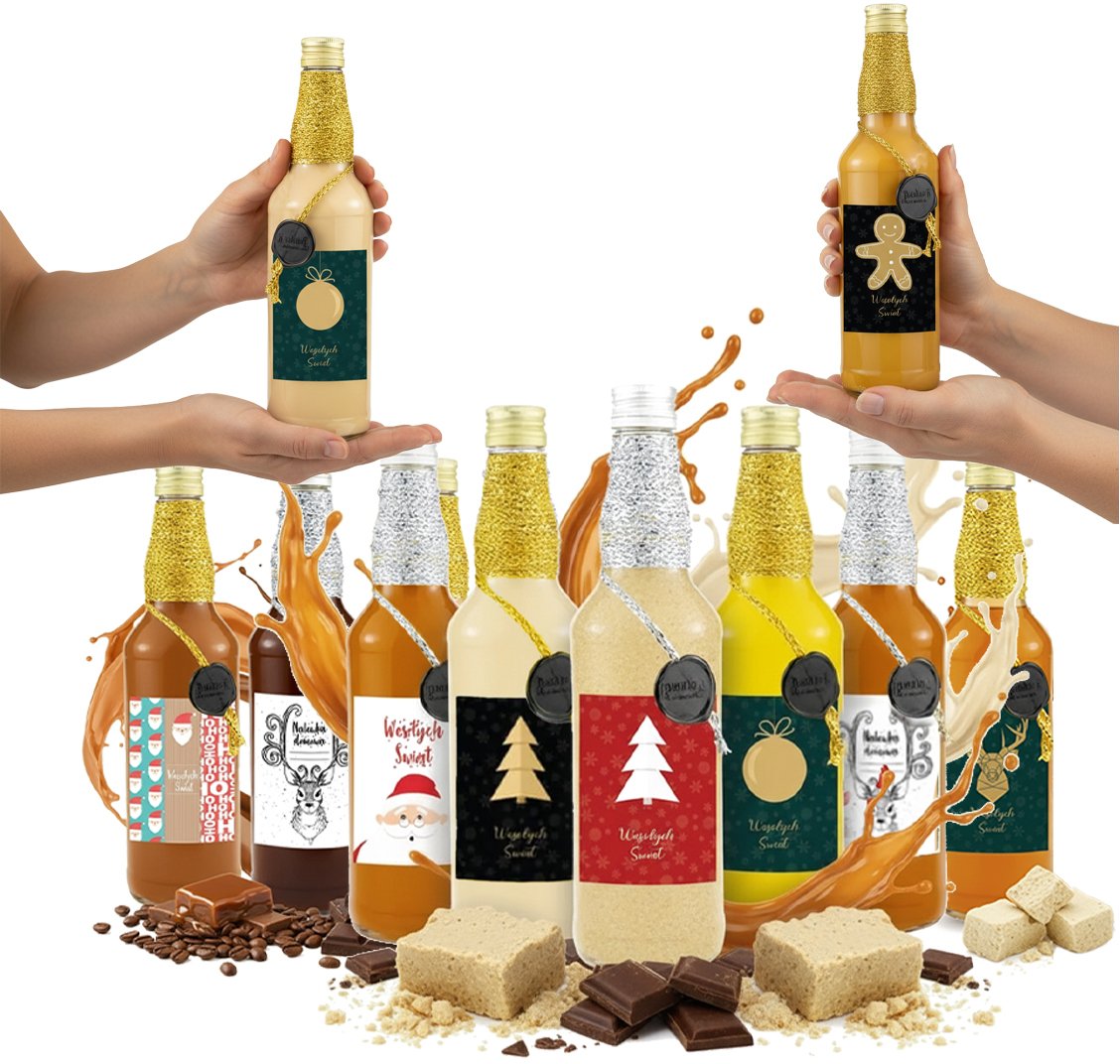 10x BUTELKI ŚWIĄTECZNE MONOPOL 500ml ŚWIĄTECZNA ZDOBIONA na Nalewki WINO