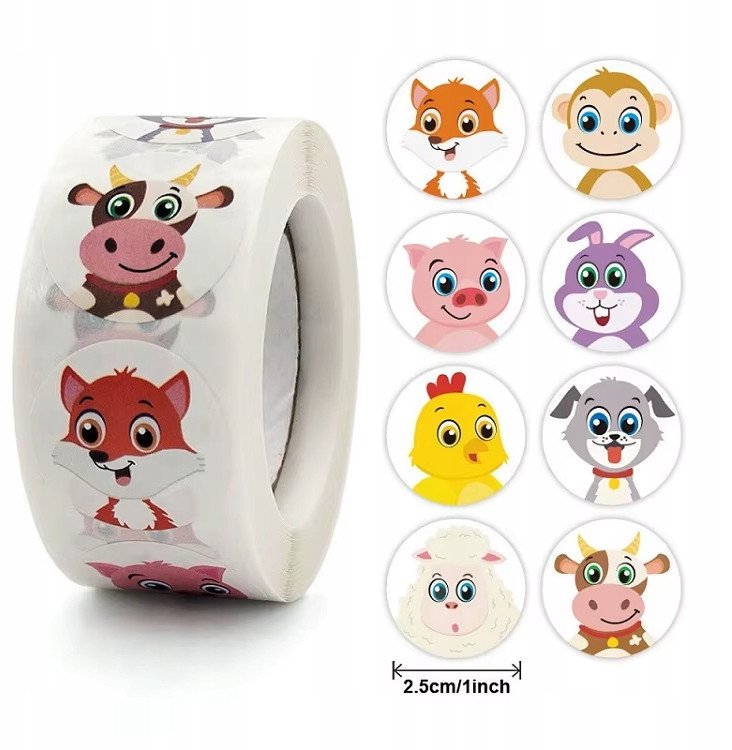 Naklejki Zwierzęta Gospodarstwo Domowe Etykieta Dekoracyjna 500 szt.