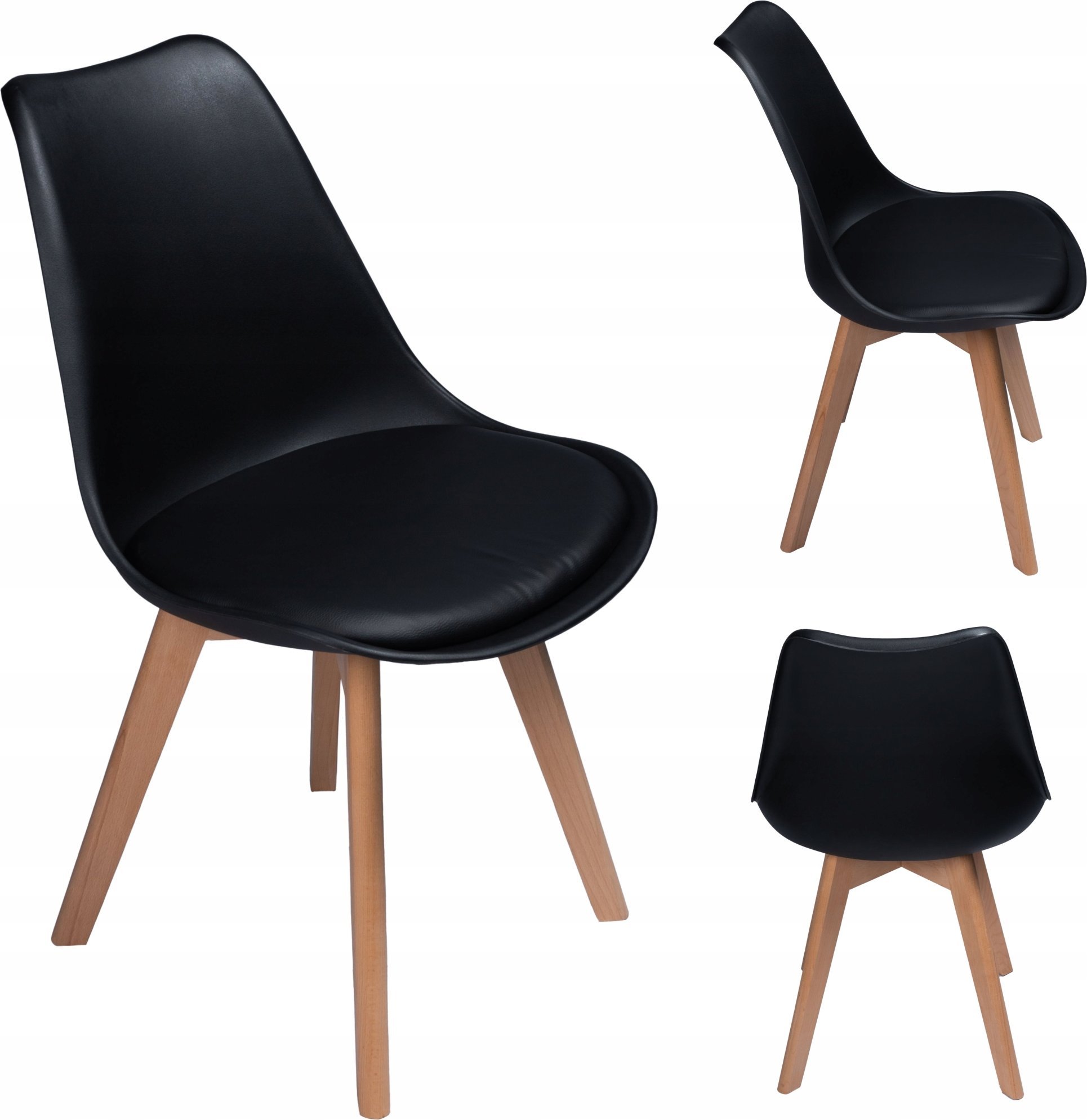 Nowoczesne krzesło z poduszką w stylu skandynawskim do salonu jadalni kuchni czarne