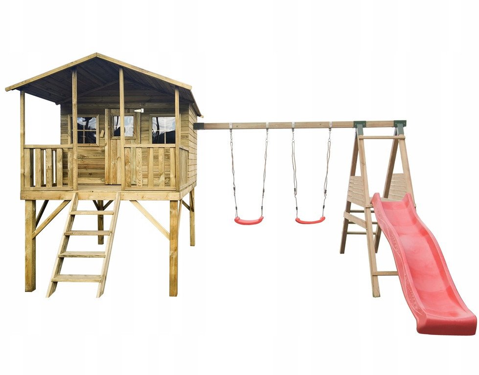 Domek Gucio Dwie Huśtawki + Platforma i Ślizg