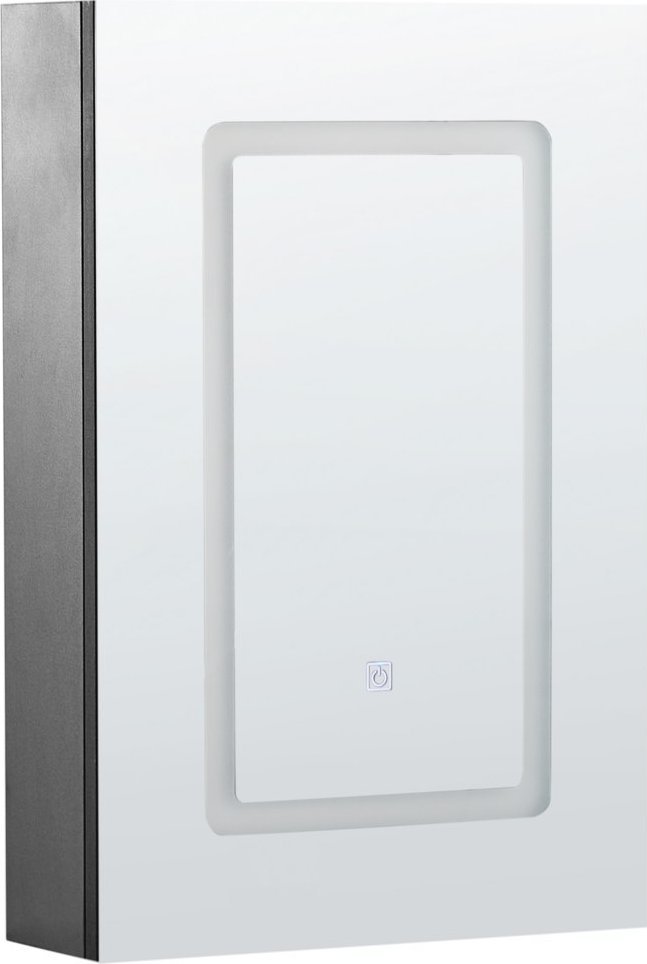 Beliani Szafka łazienkowa wisząca z lustrem LED 40 x 60 cm czarna CONDOR