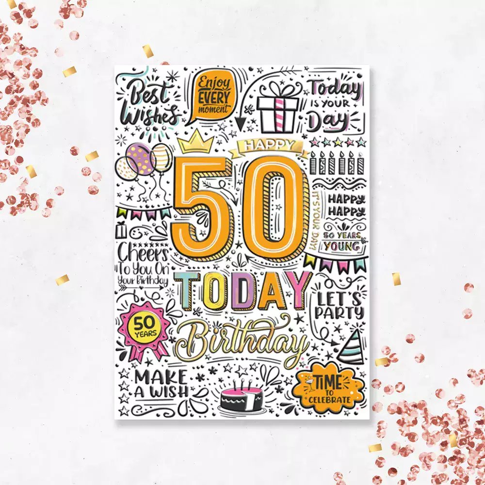 Karnet A5 Urodziny 50 - Graffiti