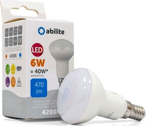 Abilite ŻARÓWKA LED ABILITE REFLEKTOROWA B.NEUTRALNA E14 6W/230V 470LM R50