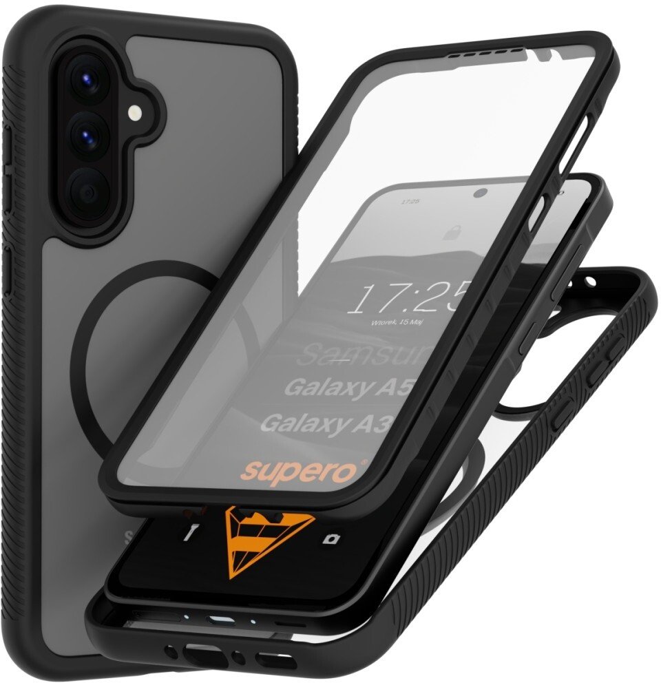 SUPERO Etui pancerne 360 MagSafe do Samsung Galaxy A36 / A56 5G, przezroczysto-czarne