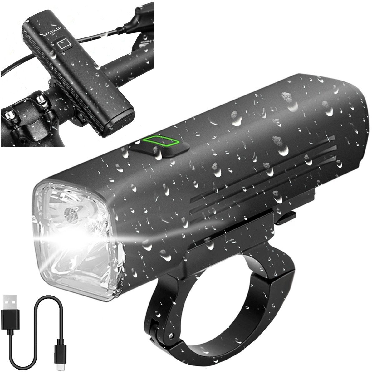 Lampka rowerowa LED 1200LM 4800mAh Newboler LIG113 czarna