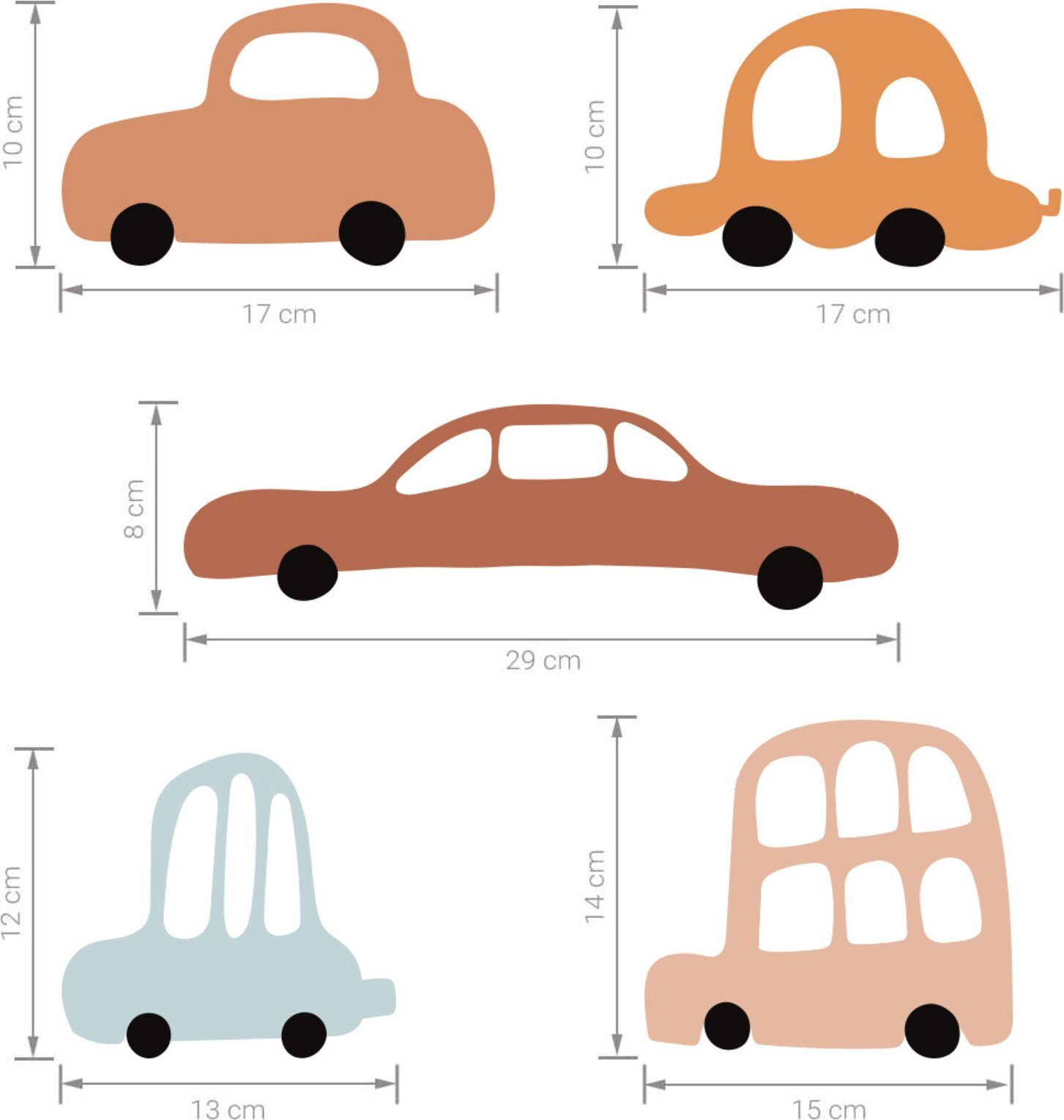 Pastelowe Love Autka Boho II - Naklejka na ścianę