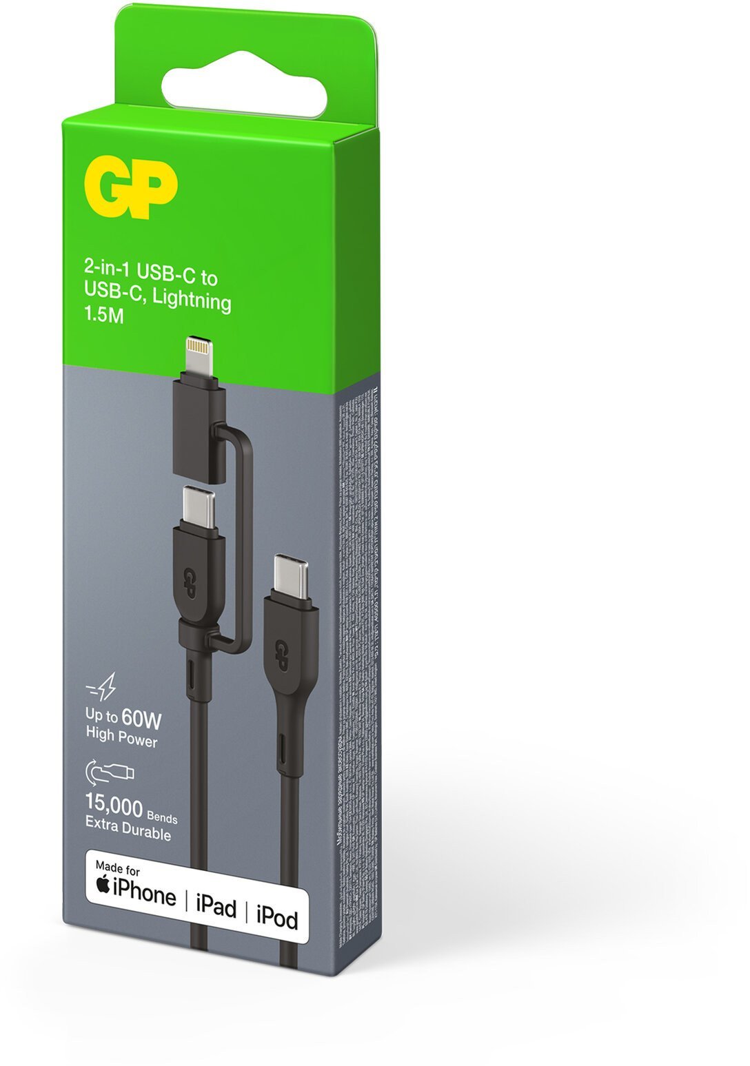 Kabel USB GP USB-A - USB-C 1.5 m Czarny (GPCBCCBVBKUSB971)
