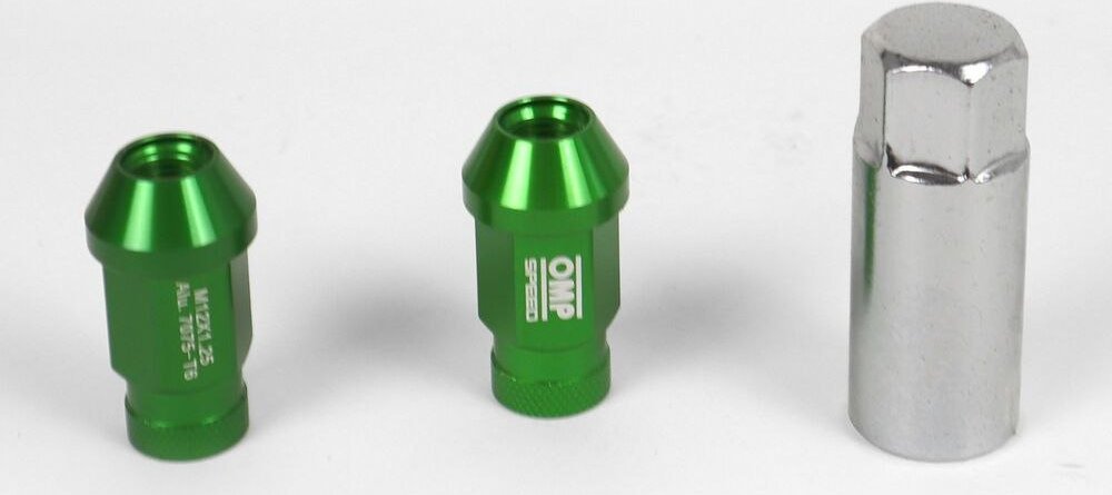 OMP Set Nakrętki OMP 7075 40 mm M12 x 1,25 20 uds Kolor Zielony