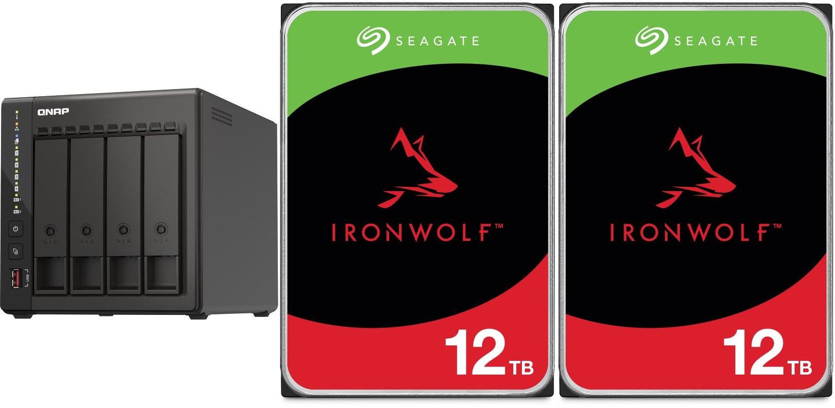 Serwer plików Qnap TS-453E-8G + 2x Seagate IronWolf 12TB (ST12000VN0008)