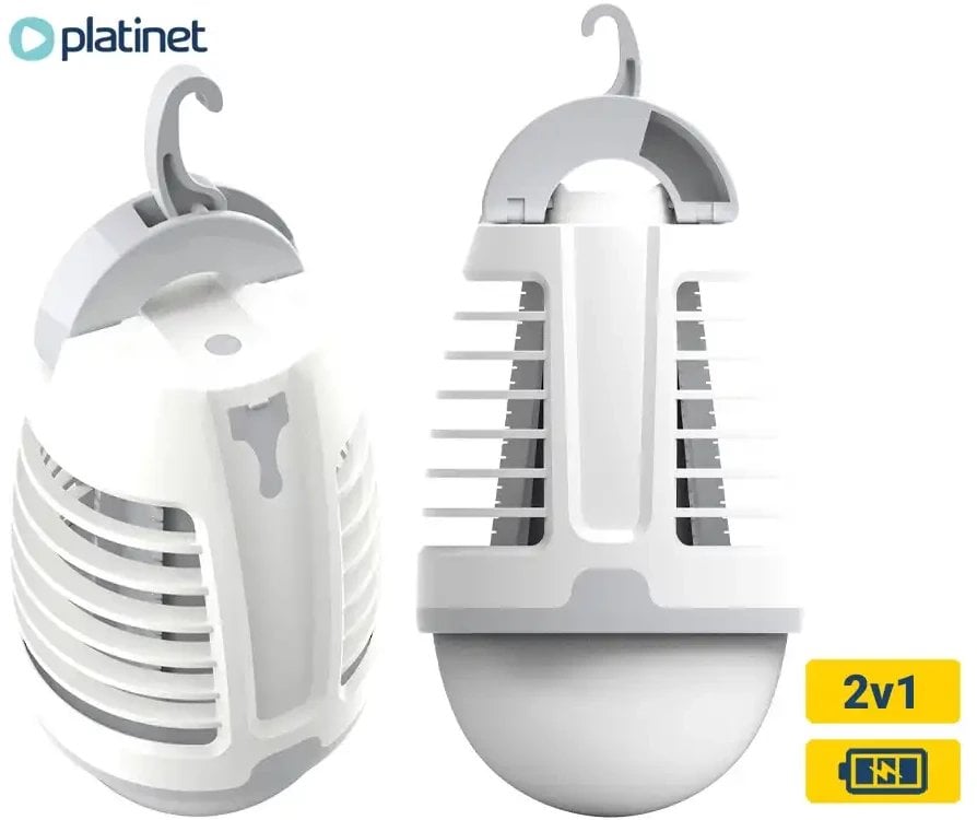 PLATINET LAMP WITH MOSQUITO KILLER LANTERN LAMPKA NA KOMARY 5H BAT 6500K IP44 WHITE [46097]