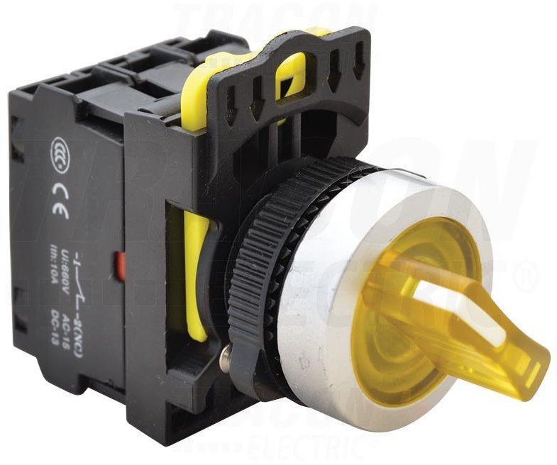 Przełącznik pokrętny podświetlany LED, dwustanowy sprężynowy NYK3-SL24Y żółty
