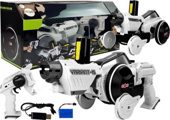 Lean Sport Pistolet Wyrzutnia Autko 2 w 1 Zdalnie Sterowany Piankowe Krążki Biały 2,4 G