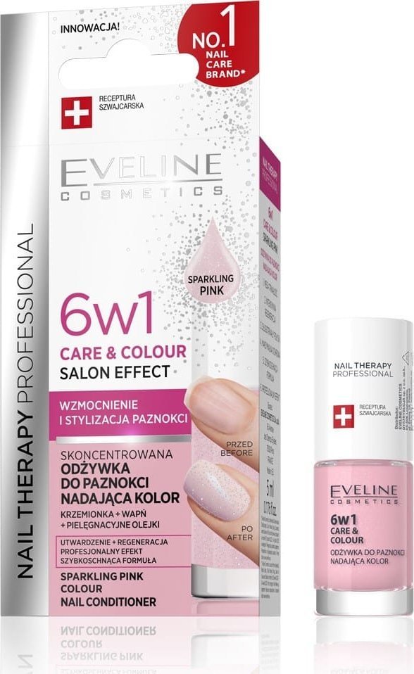 EVELINE KOLOROWKA EVELINE KOL Odżyw d/pazn 6w1 SPARKLING PINK HS 5ml