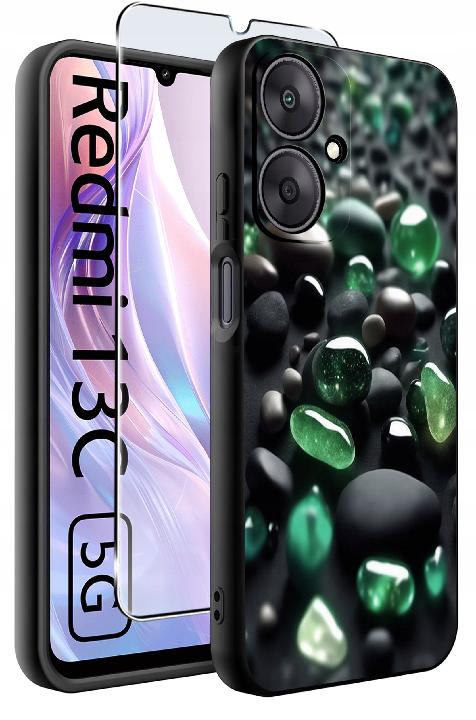 ETUI do Xiaomi Redmi 13C 5G WZORY |SILIKONOWE MATT CASE +SZKŁO HARTOWANE 9H