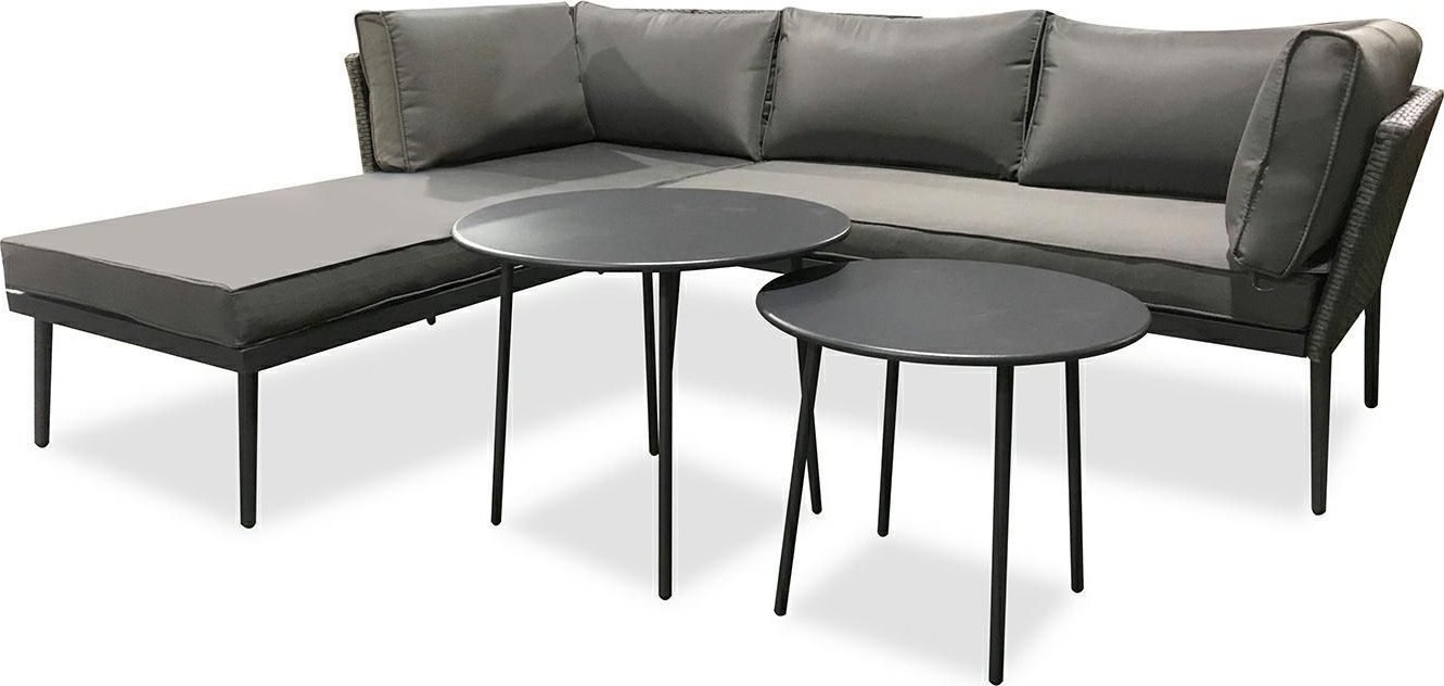 kontrast Zestaw mebli ogrodowych technorattan narożnik + 2x stół SPARGI czarny