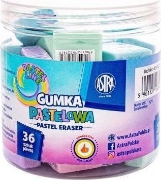 Gumka kwadratowa pastel 28x28mm (36szt) ASTRA