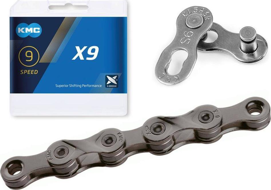 KMC Łańcuch KMC X9 szary, 114 ogniw, 6,6mm, 9-rzędowy.