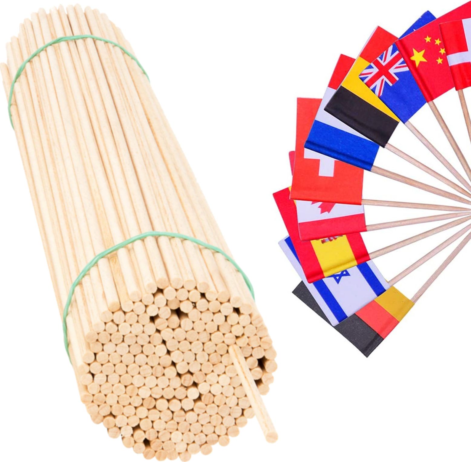 GSG24 Patyczki do flag chorągiewek drewniane bukowe 50cm/5mm 100szt Patyczki do flag chorągiewek drewniane bukowe 50cm/5mm 100szt