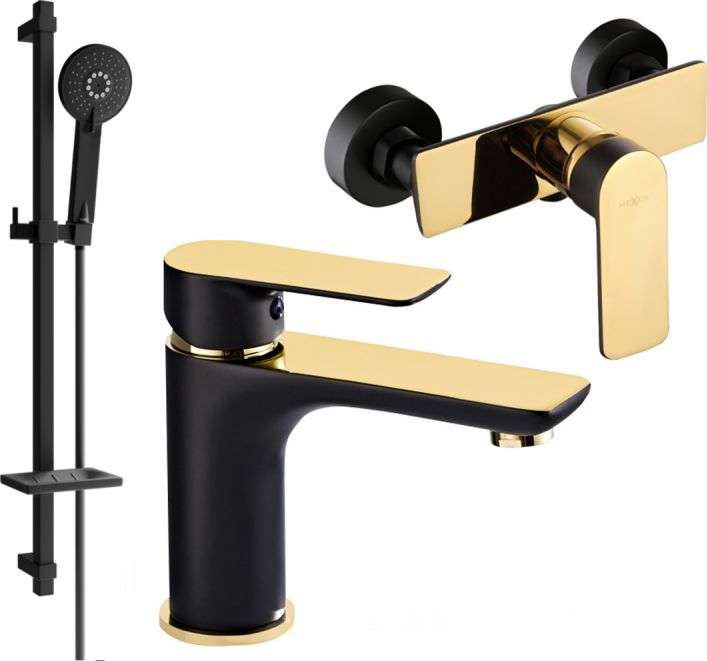 Mexen Mexen Alfa DQ40 zestaw prysznicowy, czarny/złoty - 745704DQ40-75