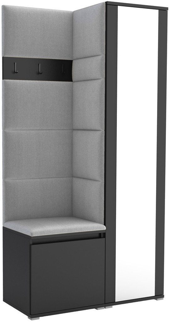 Tapicerowana garderoba Noris VI z lustrem - czarny + tkanina Trinity 32