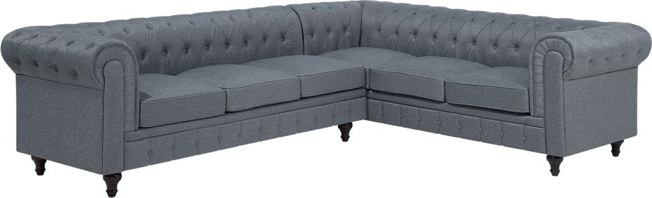 Beliani Narożnik lewostronny szary CHESTERFIELD