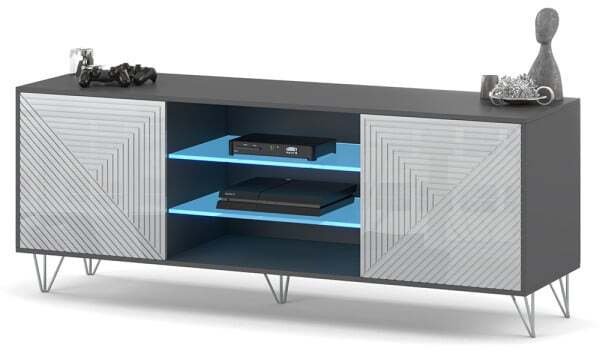 Szafka Rtv Stojąca Nowoczesna 165cm Bandle Pod Telewizor Pojemna Szara Mat