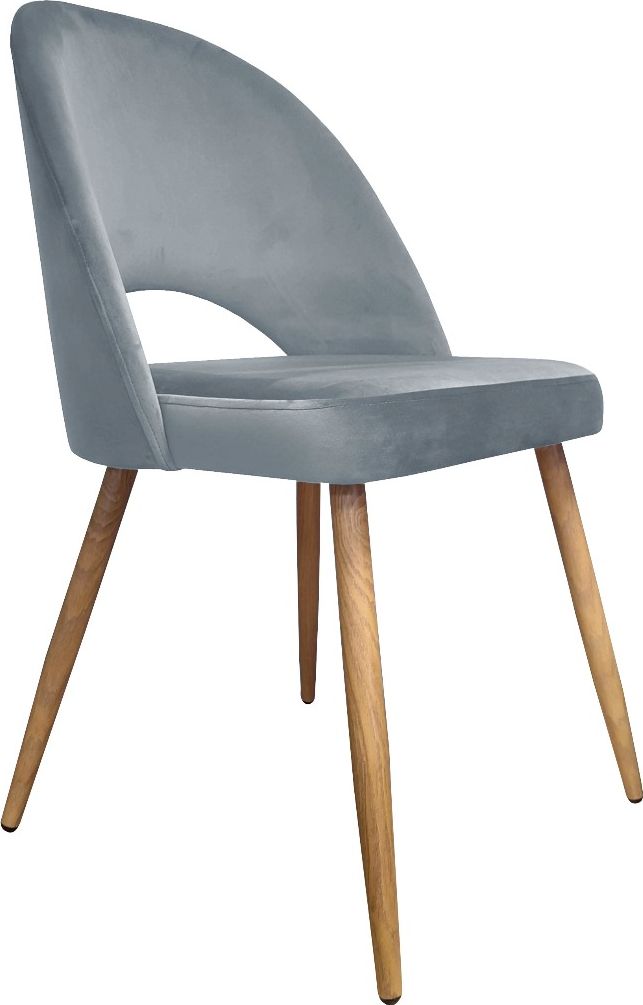 Atos Krzesło ISKAR 2 BL VELVET ciemno szare/dąb kubełkowe na metalowych nogach ATOS