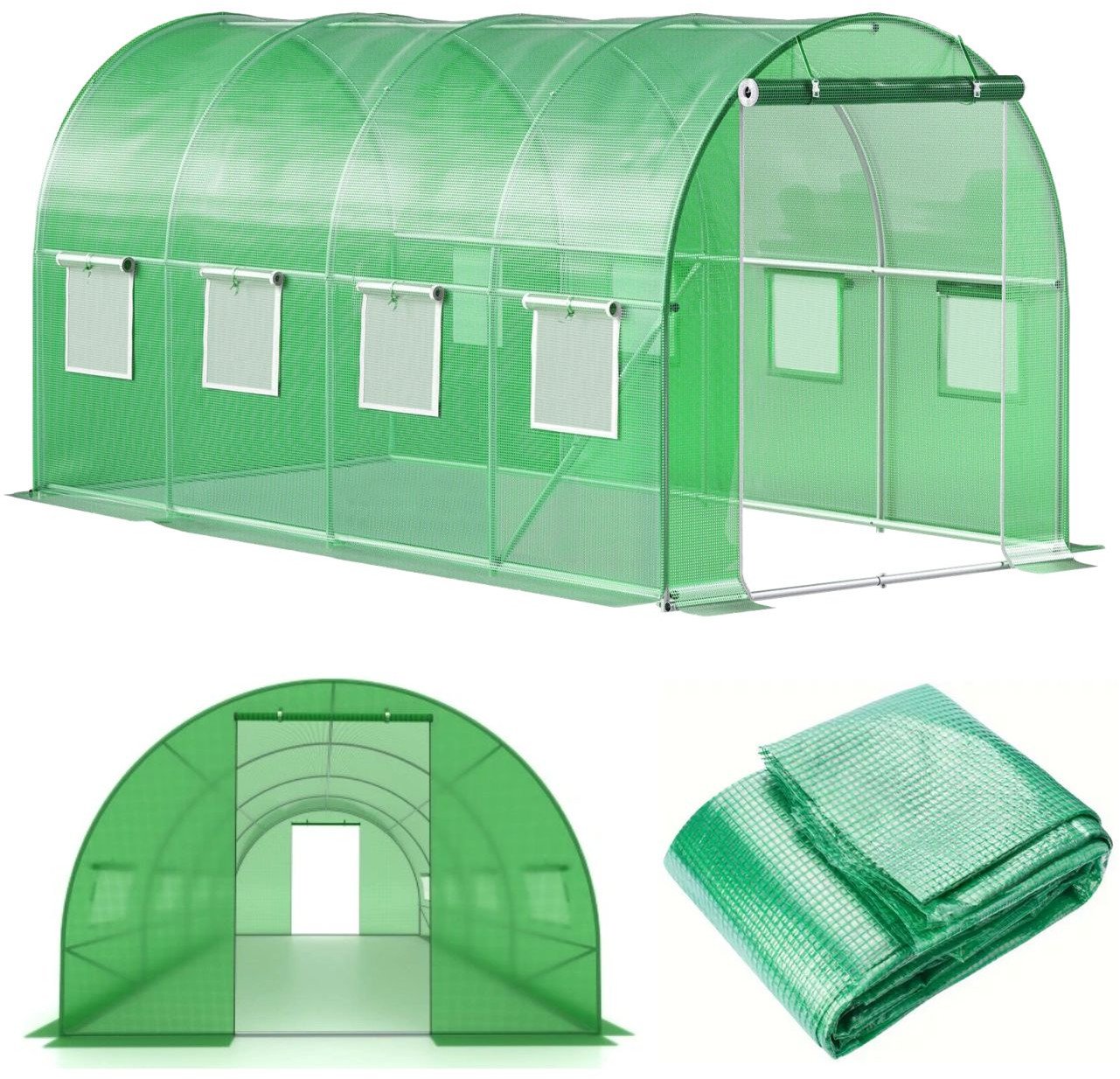 FOLIA ZAMIENNA zielona 4x2x2 8m na tunel ogrodowy foliowy szklarnia 2 wejścia