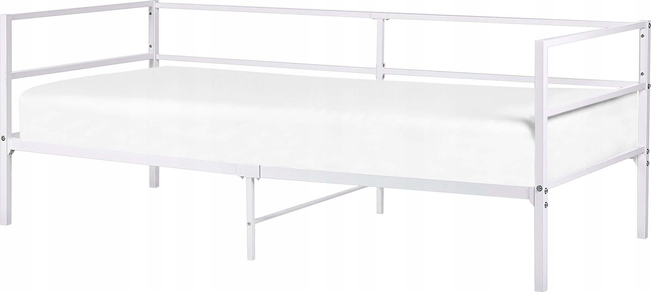 Beliani Łóżko metalowe 90 x 200 cm białe BATTUT