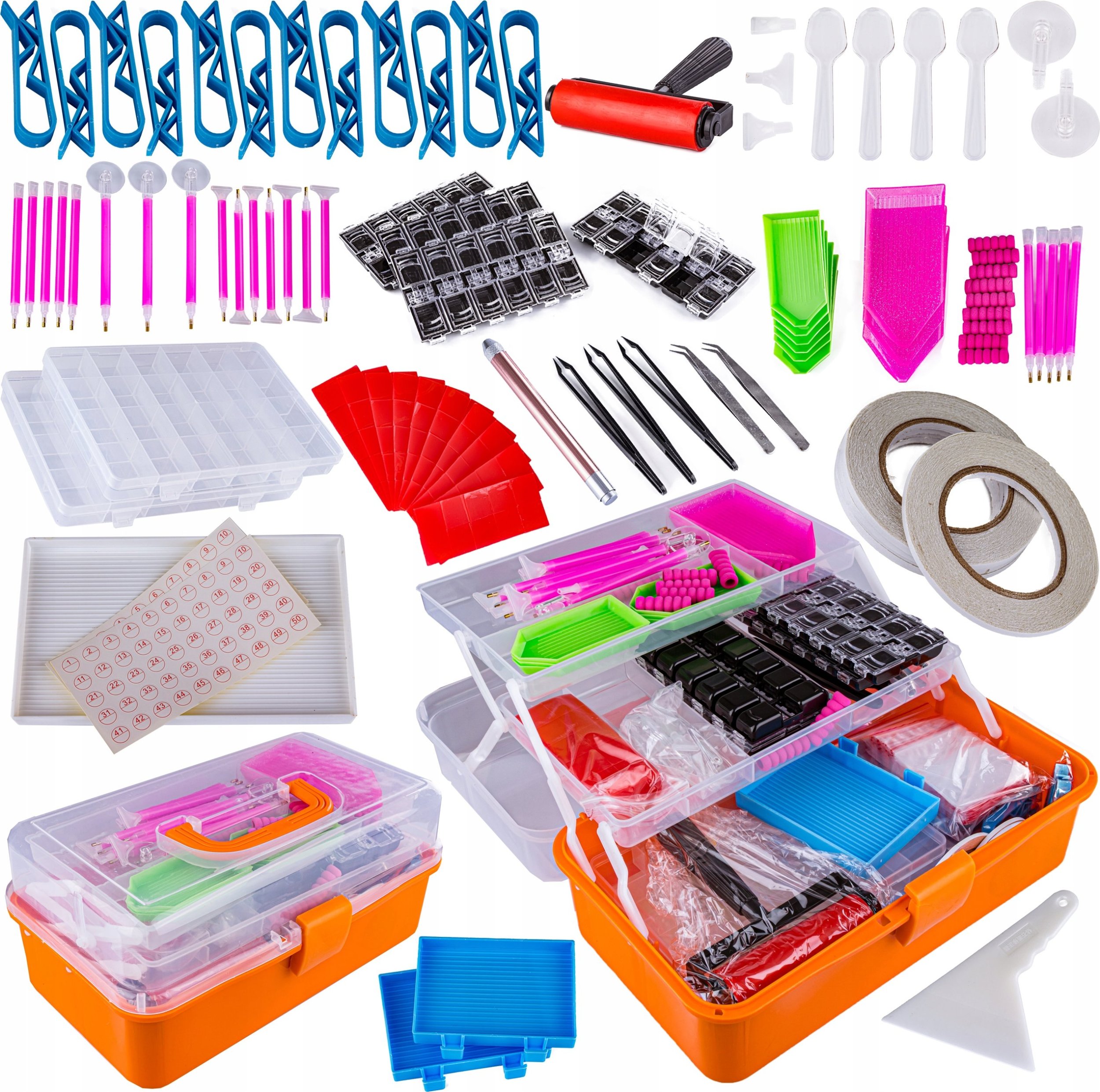 Haft Diamentowy Akcesoria Do Diamond Painting OGROMNY ZESTAW Kuferek 574 Elementy