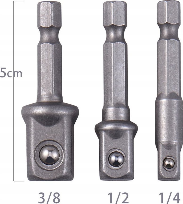 Rosfix ADAPTERY DO NASADEK 50MM 1/2 3/8 1/4 3 SZT ROSFIX