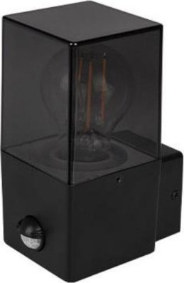 Kinkiet КиКо Kwadratowy kinkiet PIR LED E27 (HW913B) - czarny