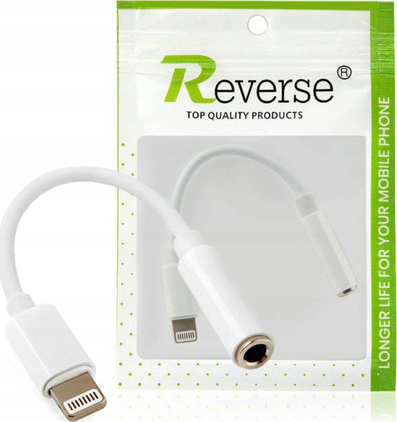 Revers Adapter Przejściówka Złącze Lightning do Mini Jack 3,5mm Biały do iPhone