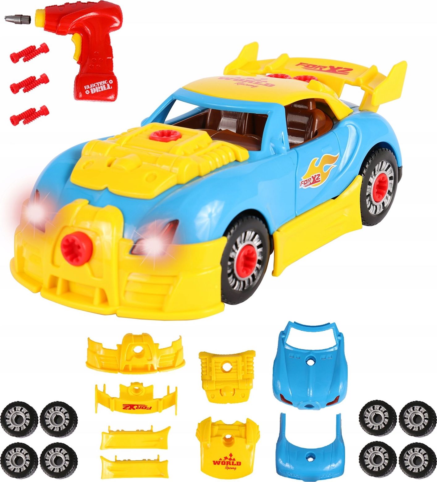 Ikonka Zabawkowy samochód sportowy Bugatti do rozkręcania i skręcania