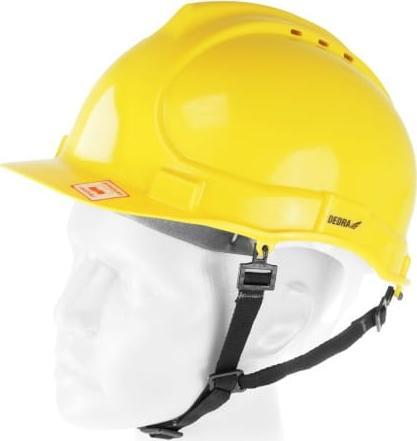 Dedra Kask ochronny, żółty, 4-punktowy pasek podbródkowy