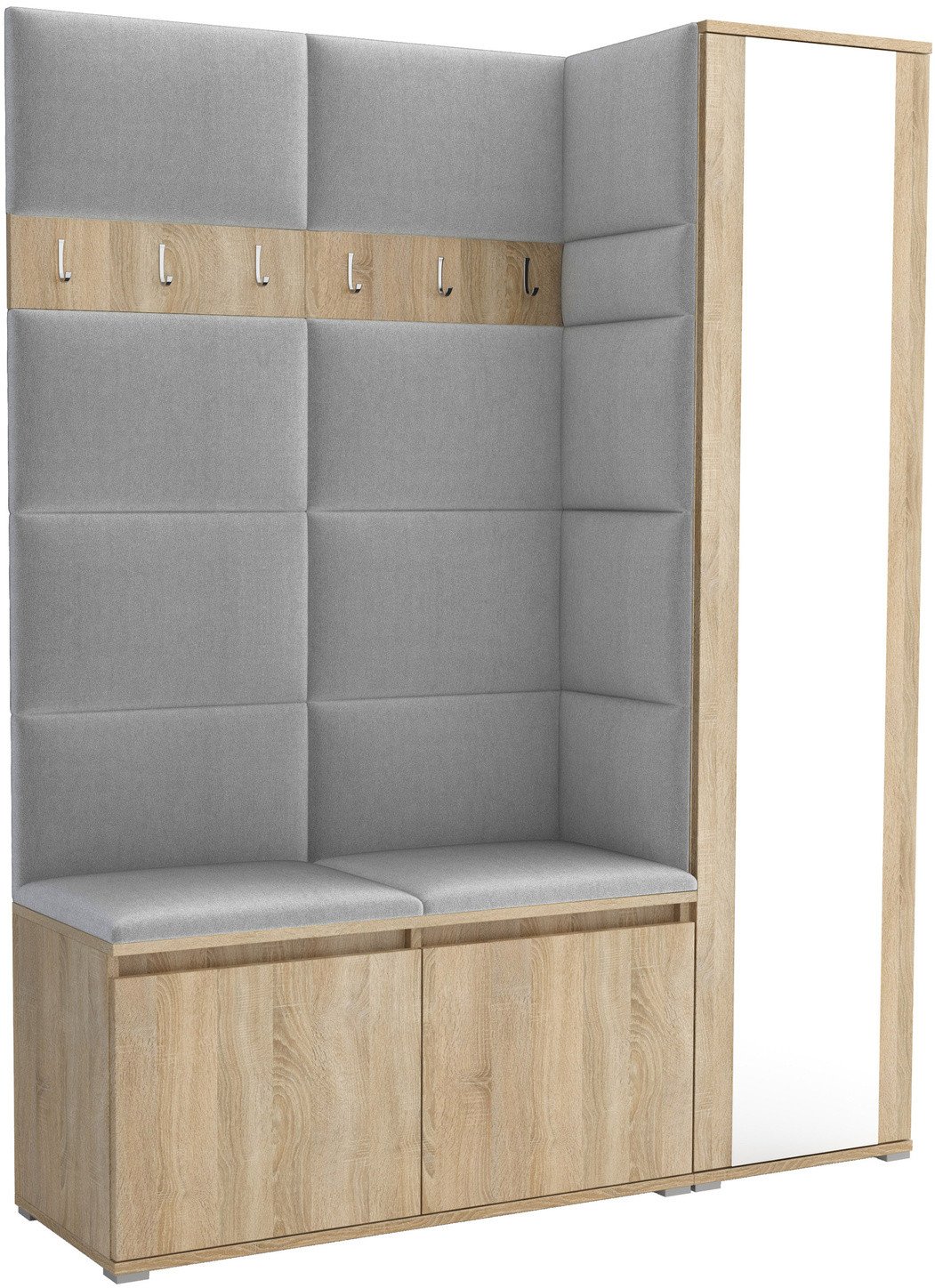 Tapicerowana garderoba Noris VII z lustrem - kolor sonoma + tkanina Trinity 32