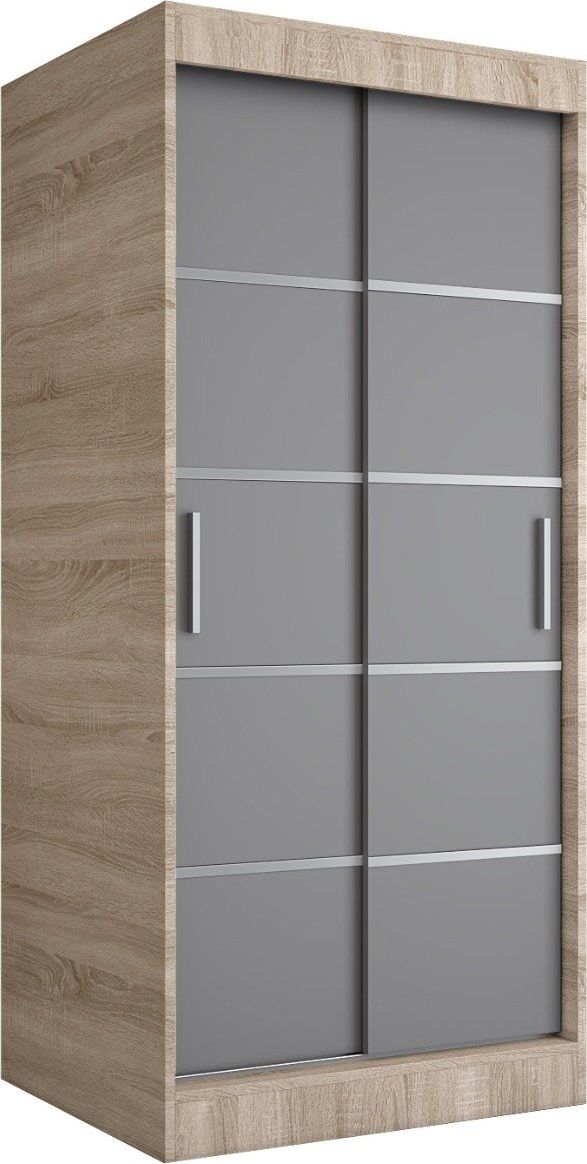 MKPOL Szafa przesuwna MODUO COMFORT 90 dąb sonoma/antracyt z listwami