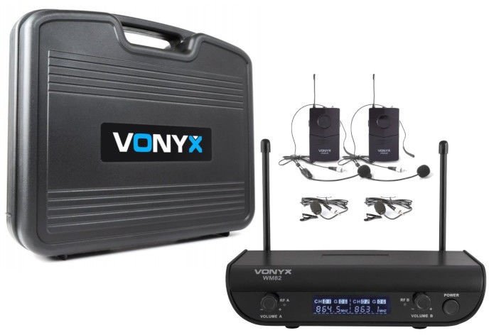 Zestaw mikrofonów bezprzewodowych nagłownych UHF Vonyx WM82 one size