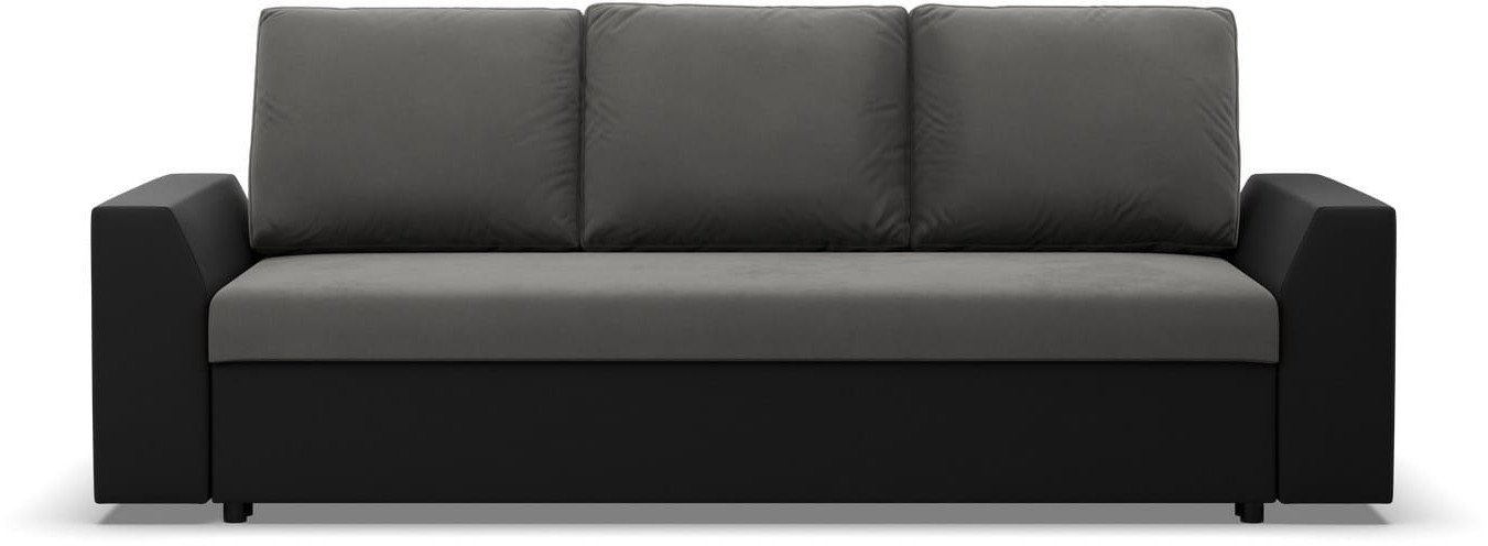 Kanapa rozkładana, Viktor, velvet, ekoskóra, 232x92x92 cm, ciemny szary, czarny | TYLETEGOTU