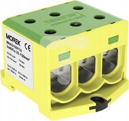 MOREK Złączka szynowa gwintowa Al/Cu 25-150mm2 OTL150-3 żółto-zielony MAA3150Y10 89828009