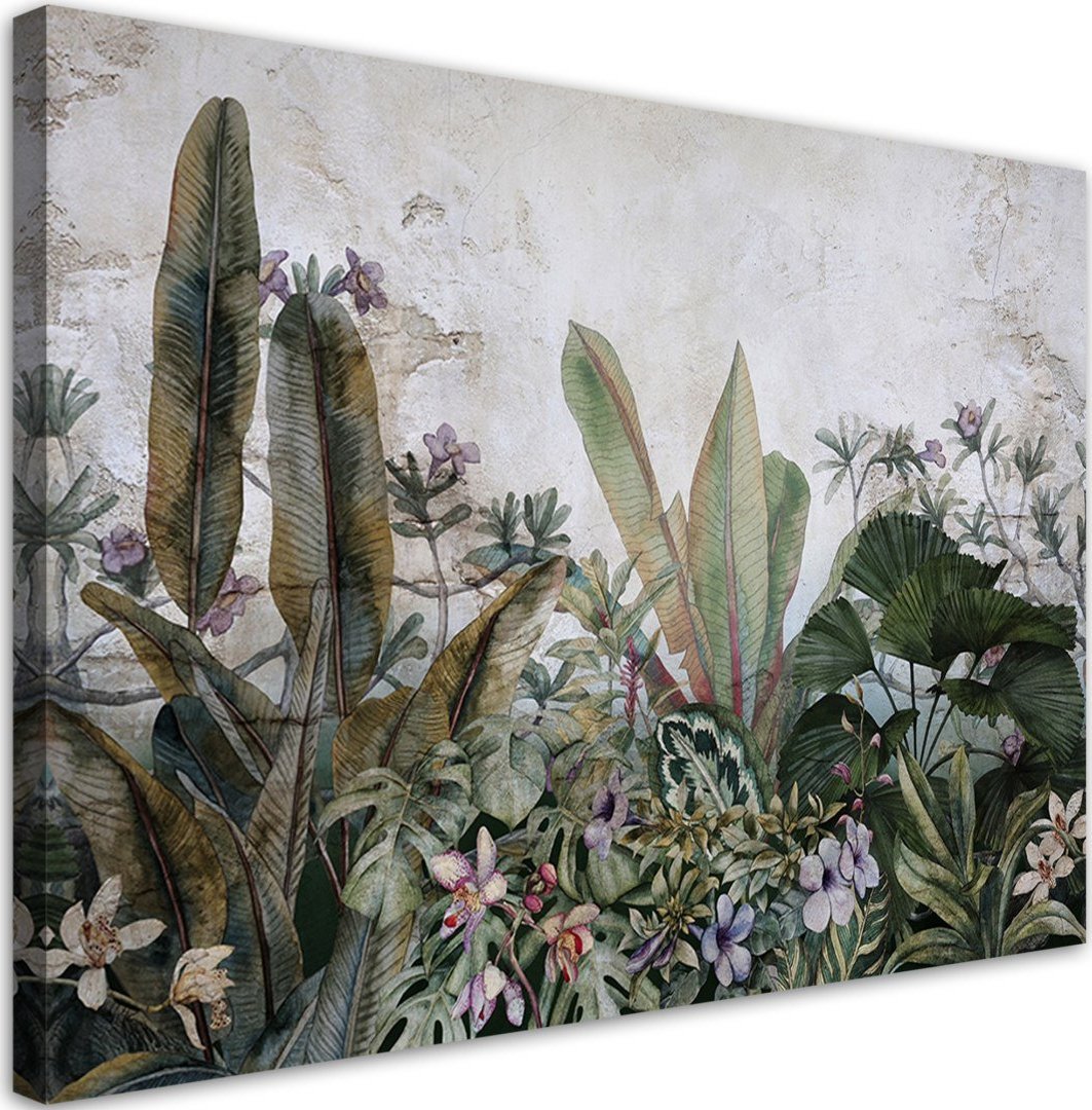 Feeby Obraz na płótnie, Egozotyczne liście na betonie - 120x80