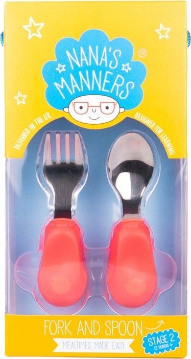 Nana`s Manners Zestaw Widelec i łyżka Etap 2 Pink 1-3 lat