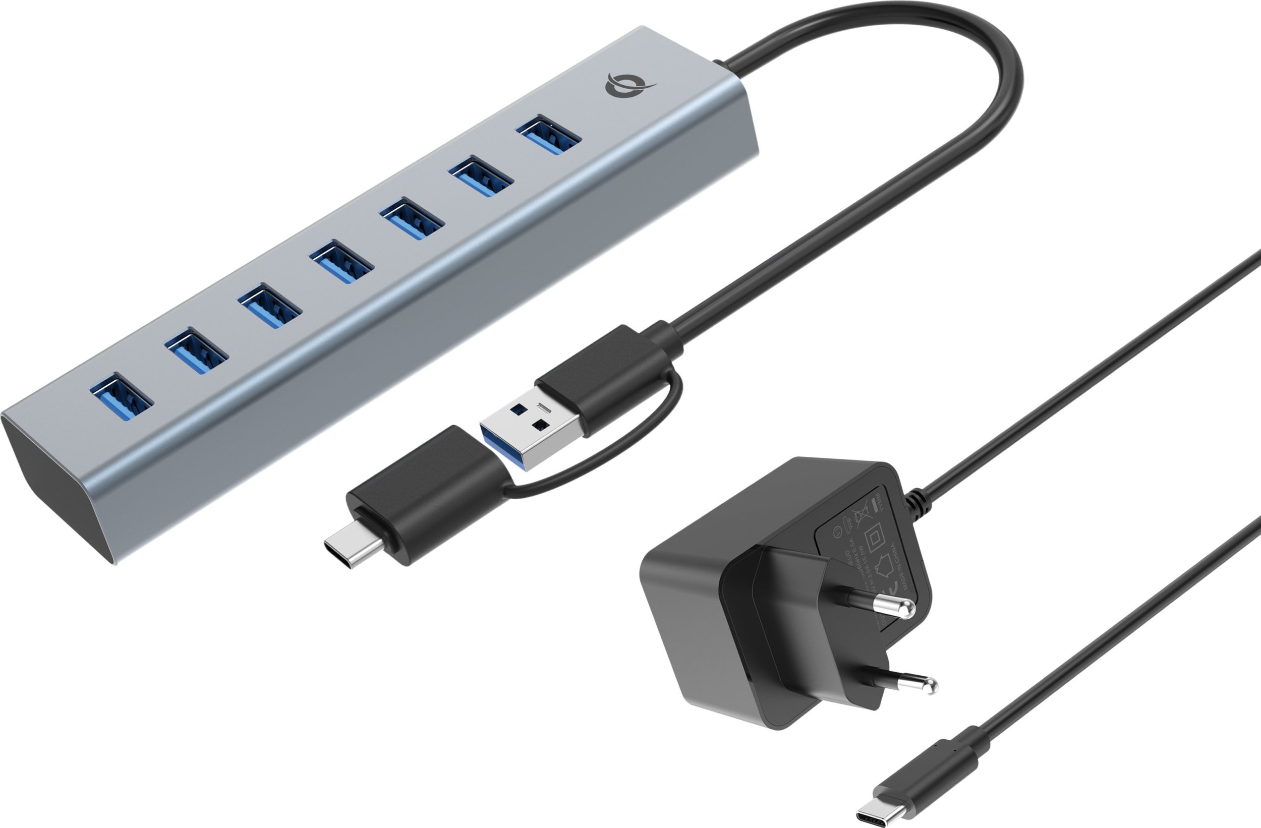 HUB USB Conceptronic Conceptronic HUBBIES21GP huby i koncentratory USB 3.2 Gen 1 (3.1 Gen 1) Type-A 5000 Mbit/s Szary
